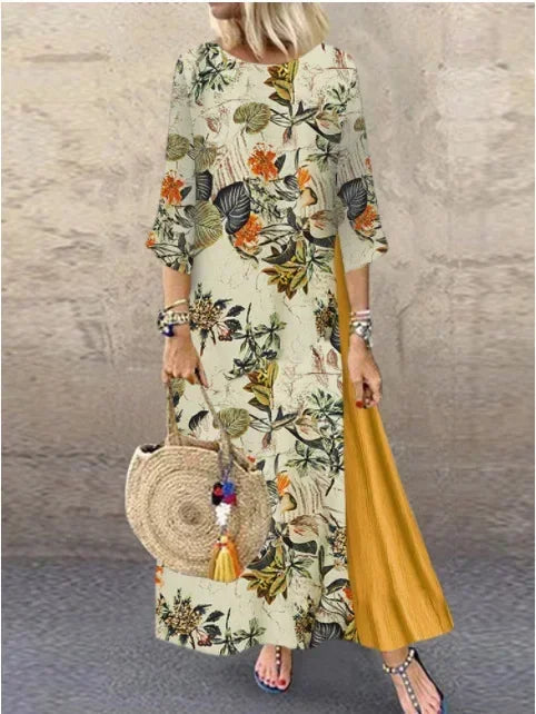 Mira-Contrast Hem Maxi Dress