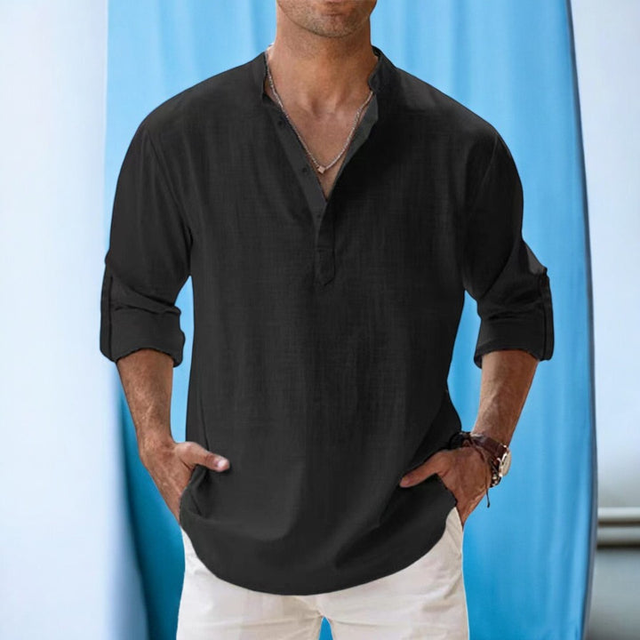 Logan – Casual Linen Henley Shirt