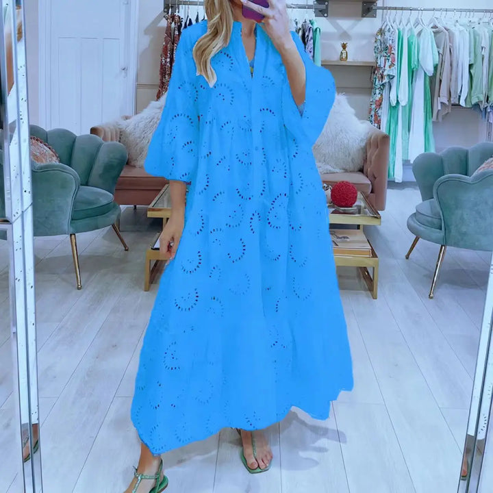 Luci – Embroidered Eyelet Maxi Dress