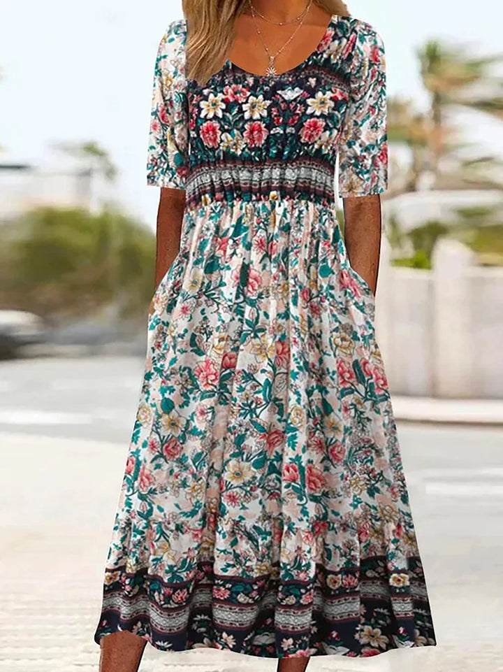 Freya-Boho Floral Midi Dress