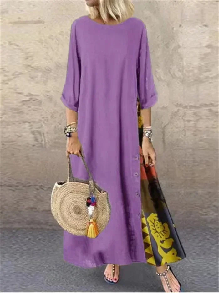 Mira-Contrast Hem Maxi Dress