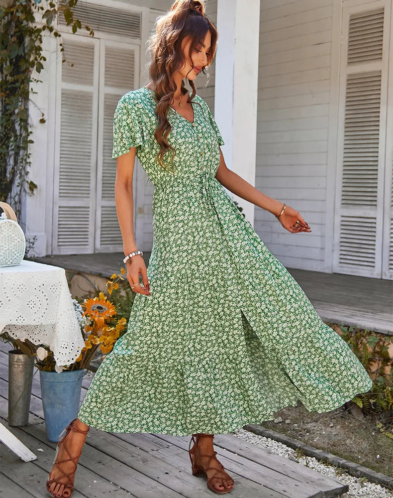 Dresana - Floral Flutter Sleeve Maxi Dress