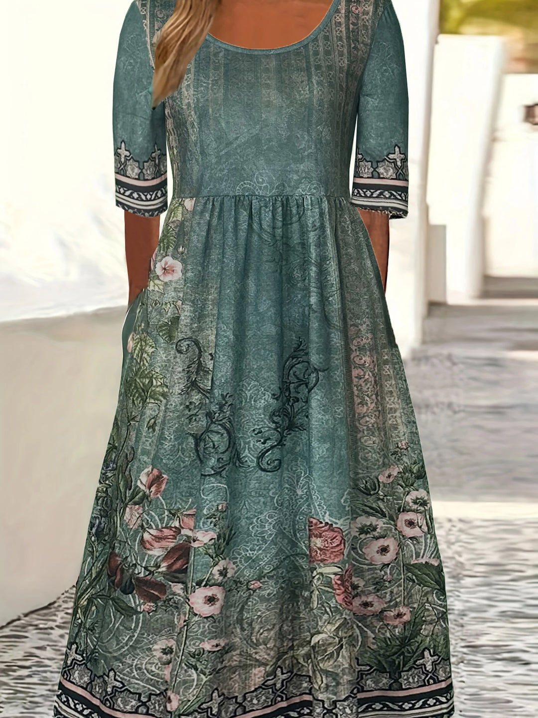 Freya-Boho Floral Midi Dress