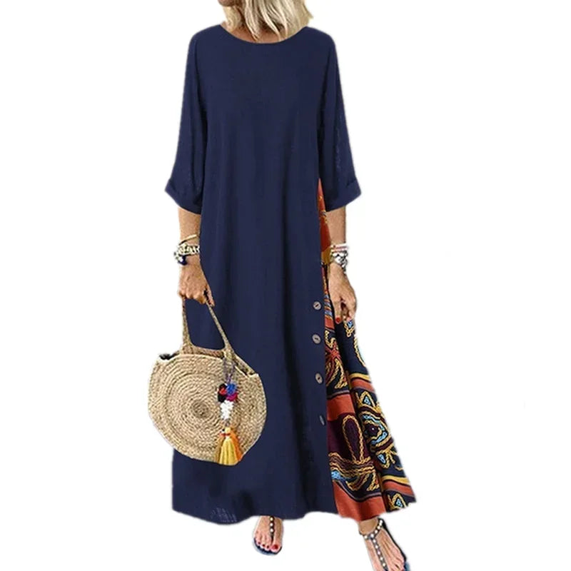 Mira-Contrast Hem Maxi Dress