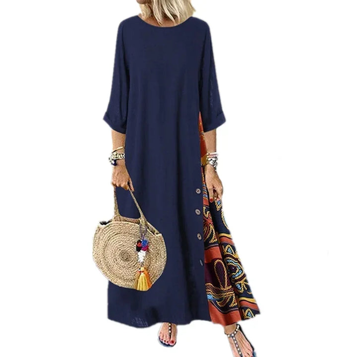 Mira-Contrast Hem Maxi Dress
