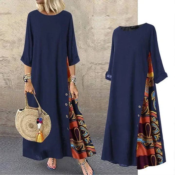 Mira-Contrast Hem Maxi Dress