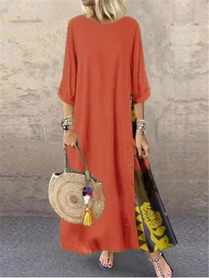 Mira-Contrast Hem Maxi Dress