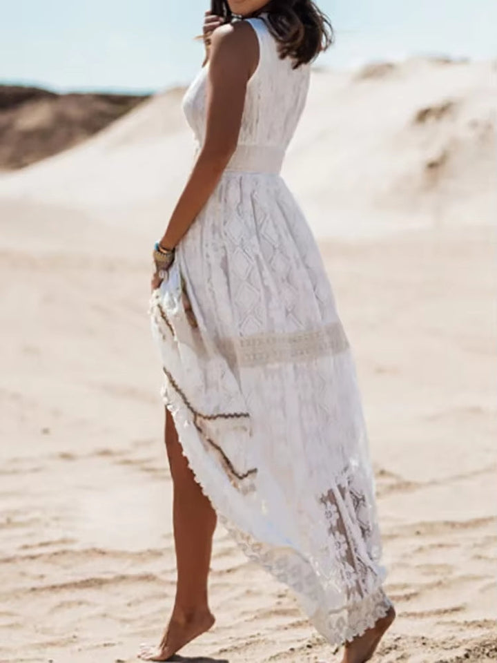 Freya – Lace Trim Bohemian Maxi Dress