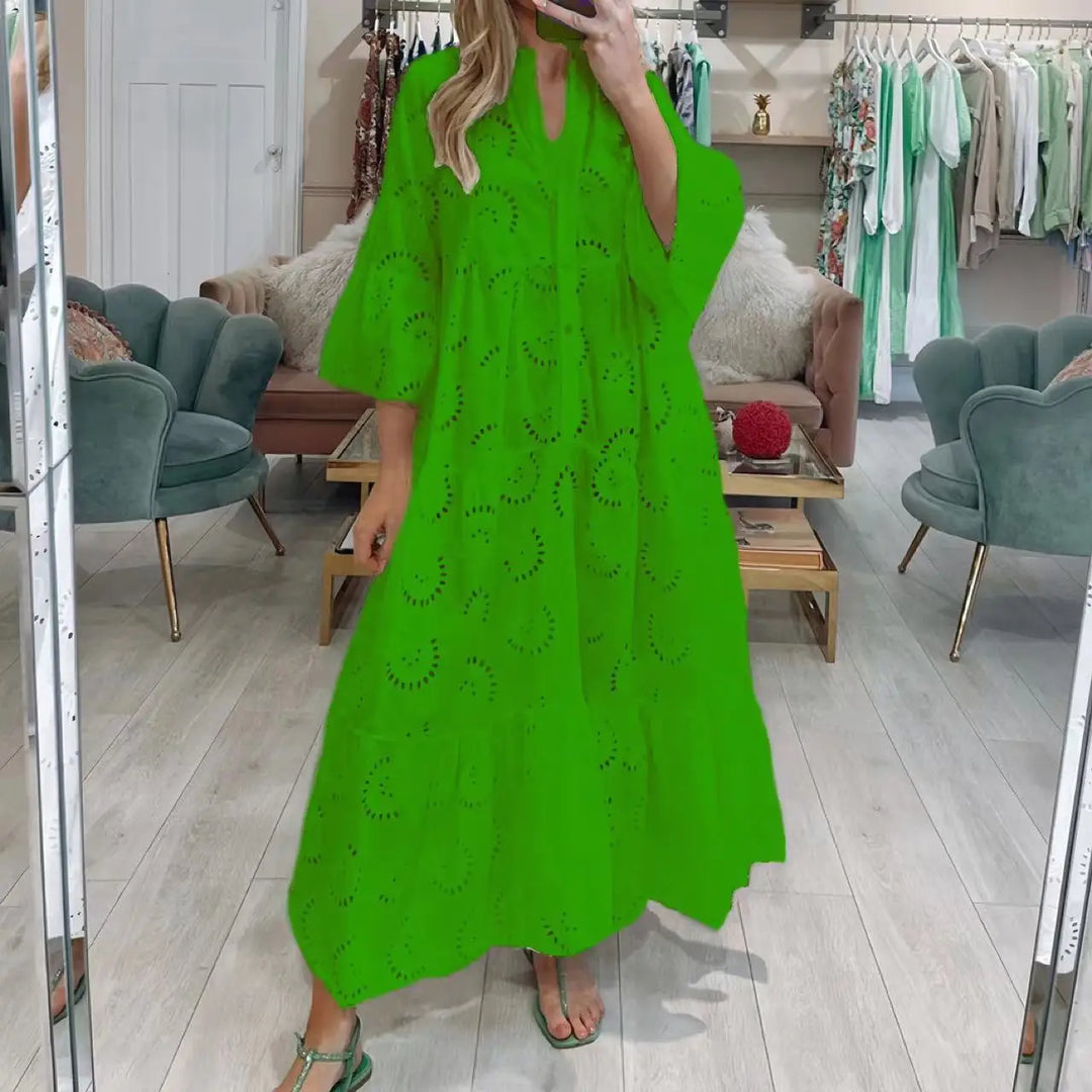 Luci – Embroidered Eyelet Maxi Dress