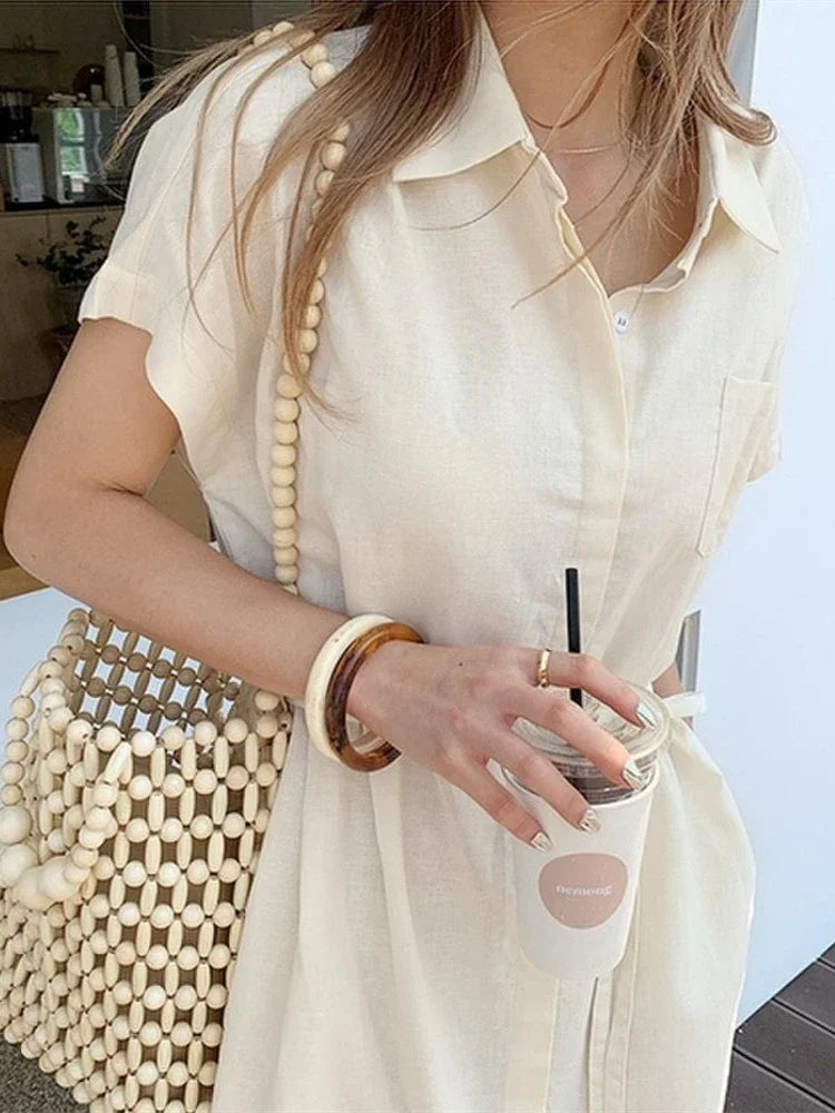 Sora - Tie Waist Shirt Dress