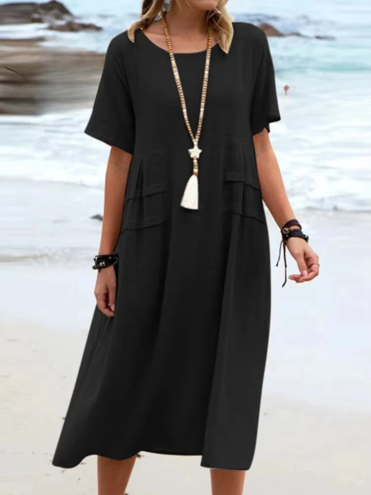 Olivia-Pure Cotton Relaxed Midi Dress