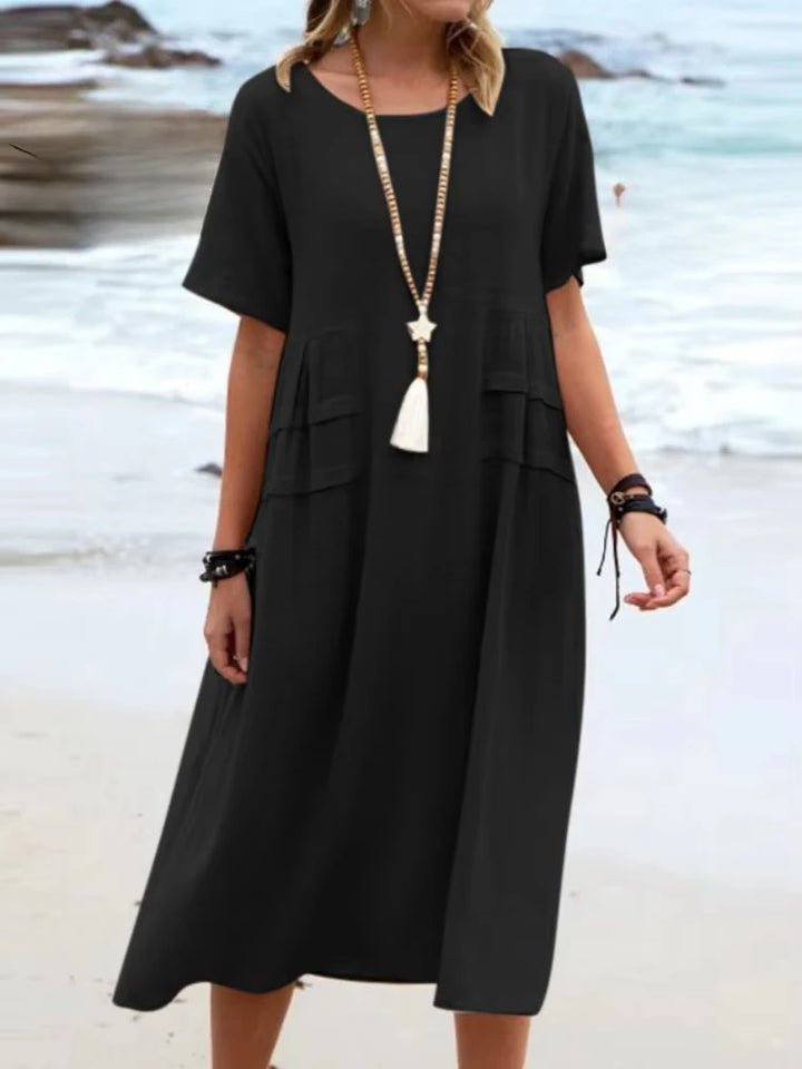 Olivia-Pure Cotton Relaxed Midi Dress