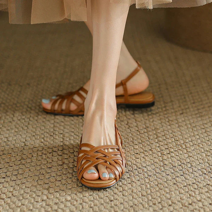 Alina-Woven Flat Sandals