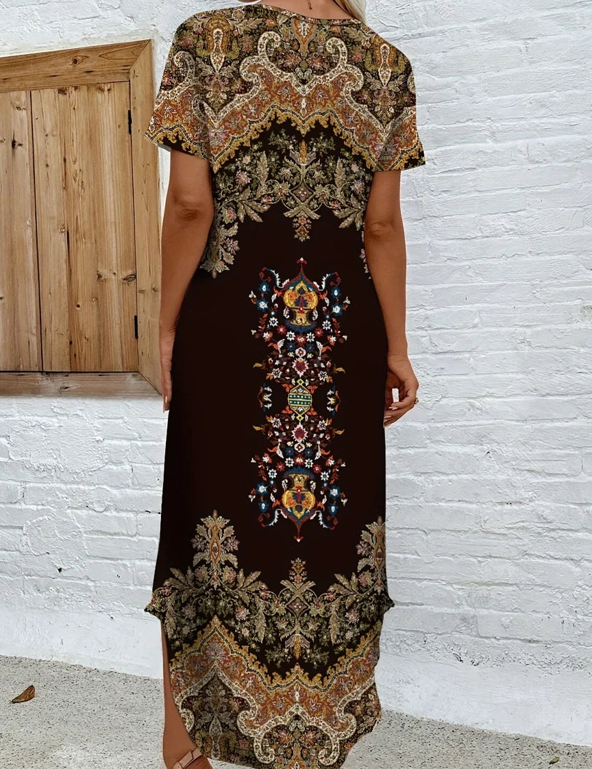 Aria-Boho Print Maxi Dress