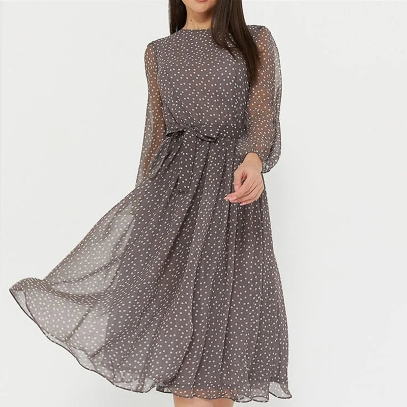 Amelia-Polka Dot Midi Dress