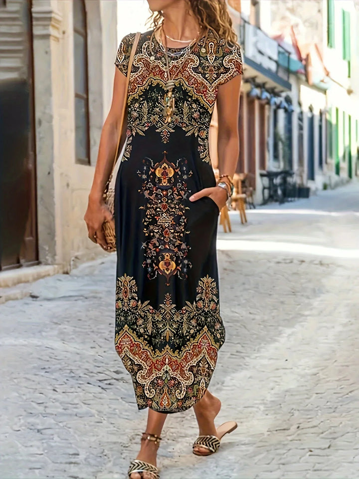 Aria-Boho Print Maxi Dress