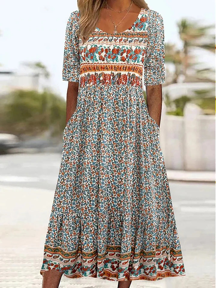 Freya-Boho Floral Midi Dress