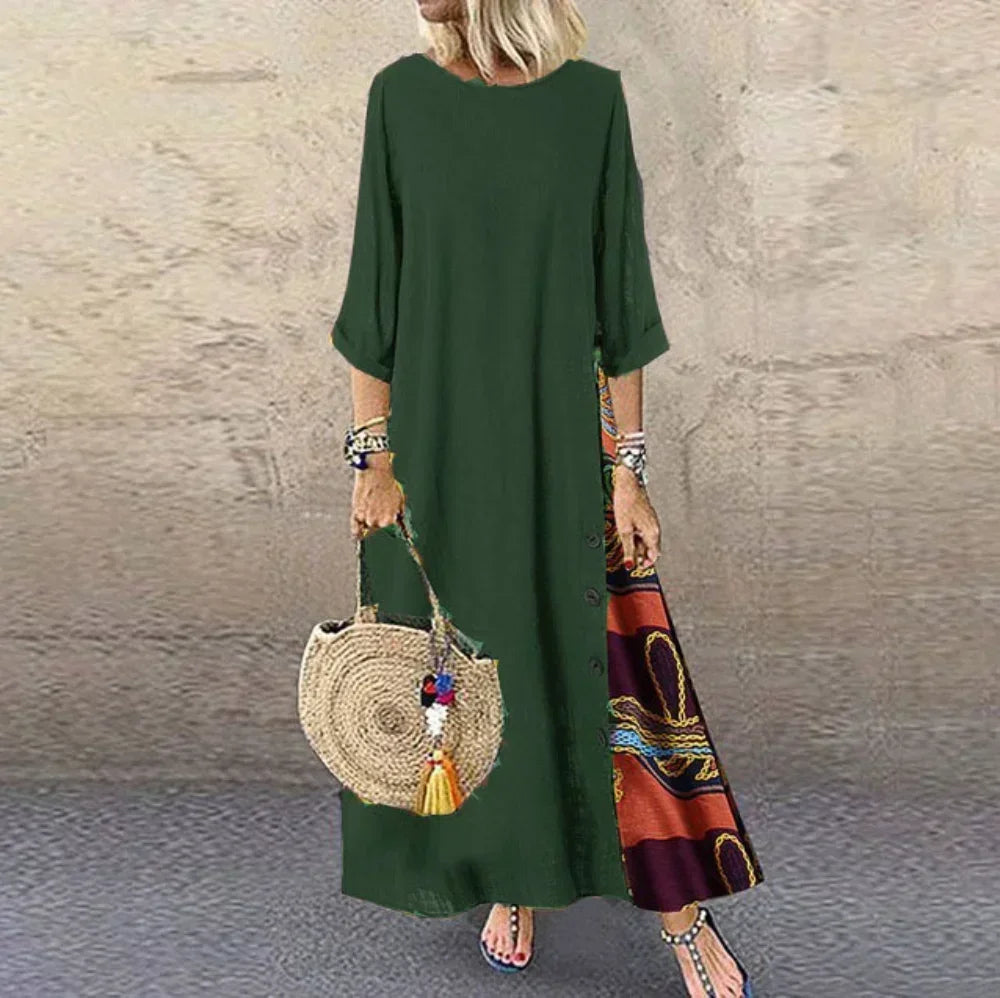 Mira-Contrast Hem Maxi Dress
