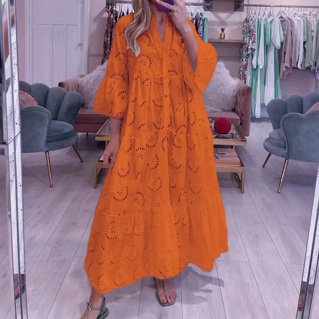 Luci – Embroidered Eyelet Maxi Dress