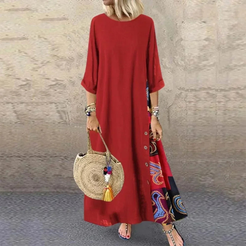 Mira-Contrast Hem Maxi Dress