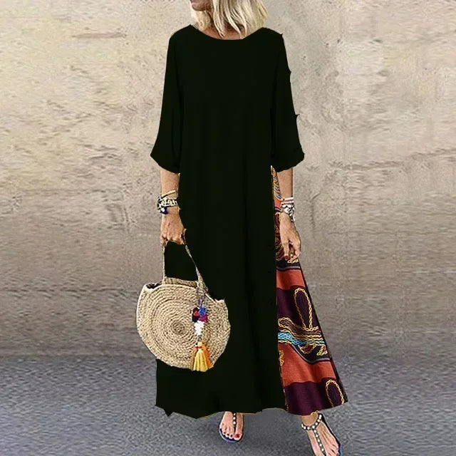Mira-Contrast Hem Maxi Dress