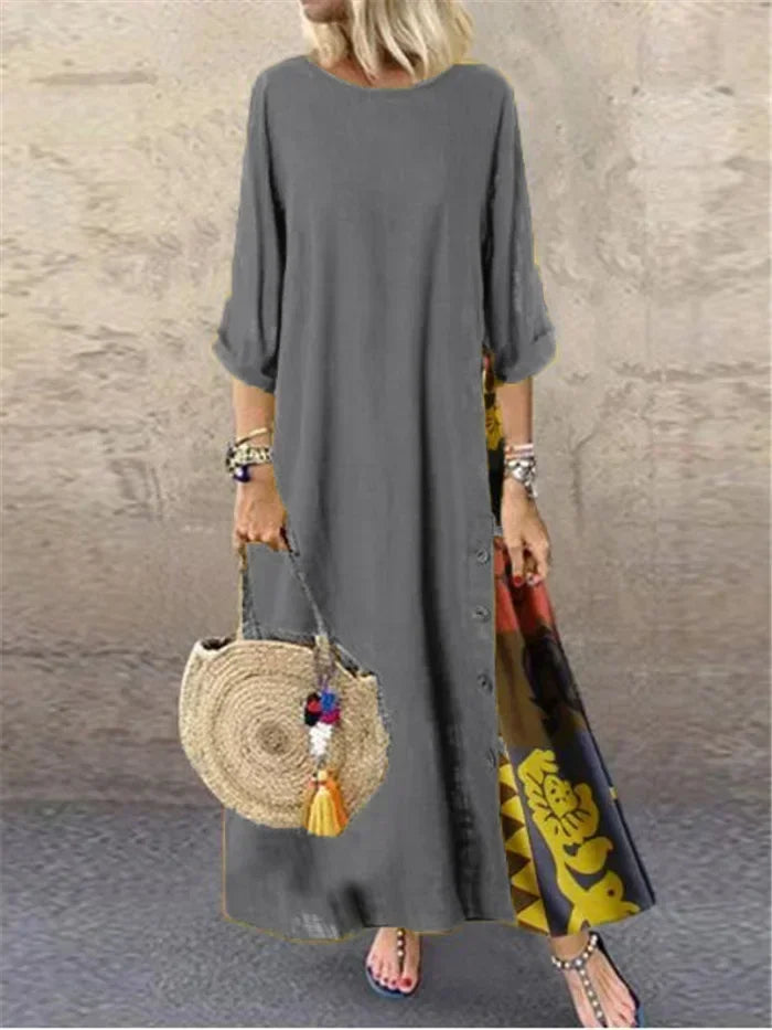 Mira-Contrast Hem Maxi Dress