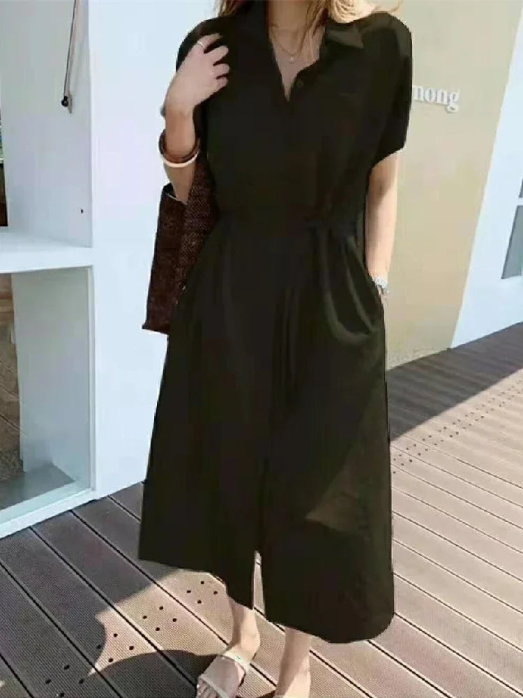 Sora - Tie Waist Shirt Dress