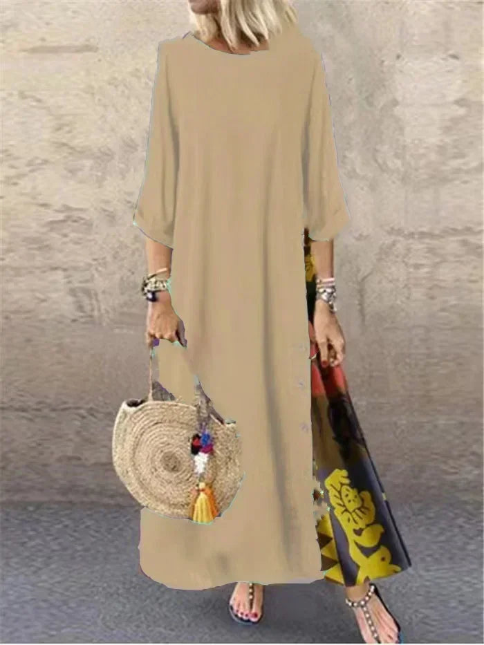 Mira-Contrast Hem Maxi Dress