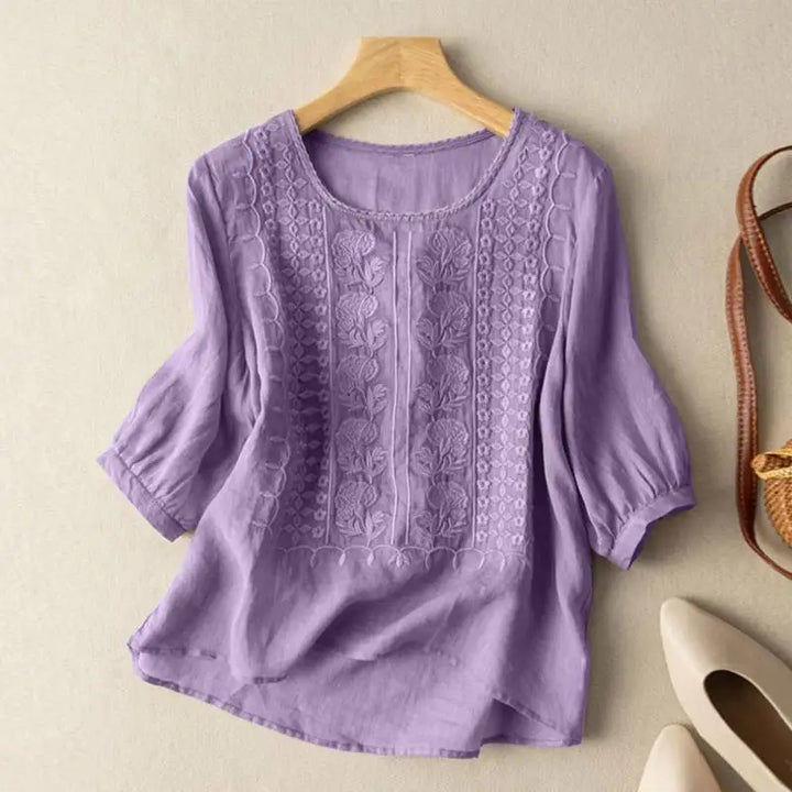 Evianne-Embroidered Detail Blouse