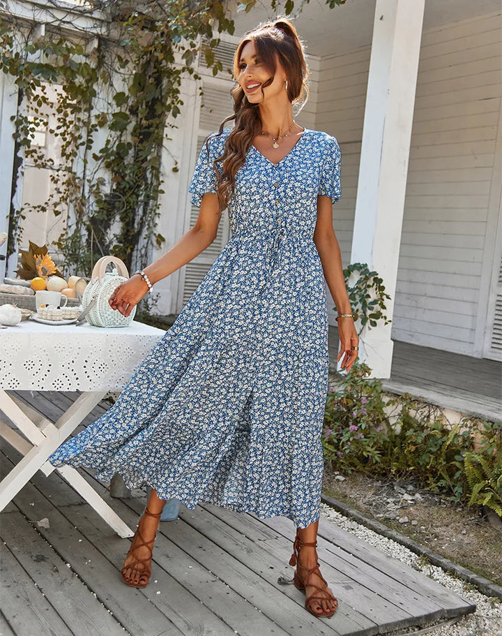 Dresana - Floral Flutter Sleeve Maxi Dress