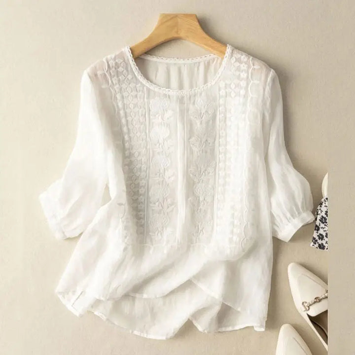 Evianne-Embroidered Detail Blouse