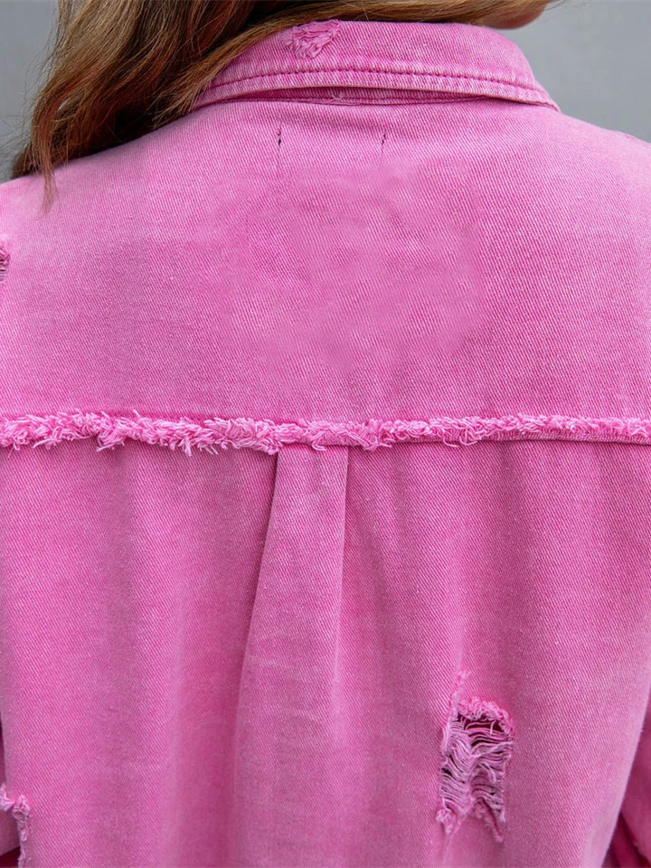 Riley - Fray-Edge Snap Jacket