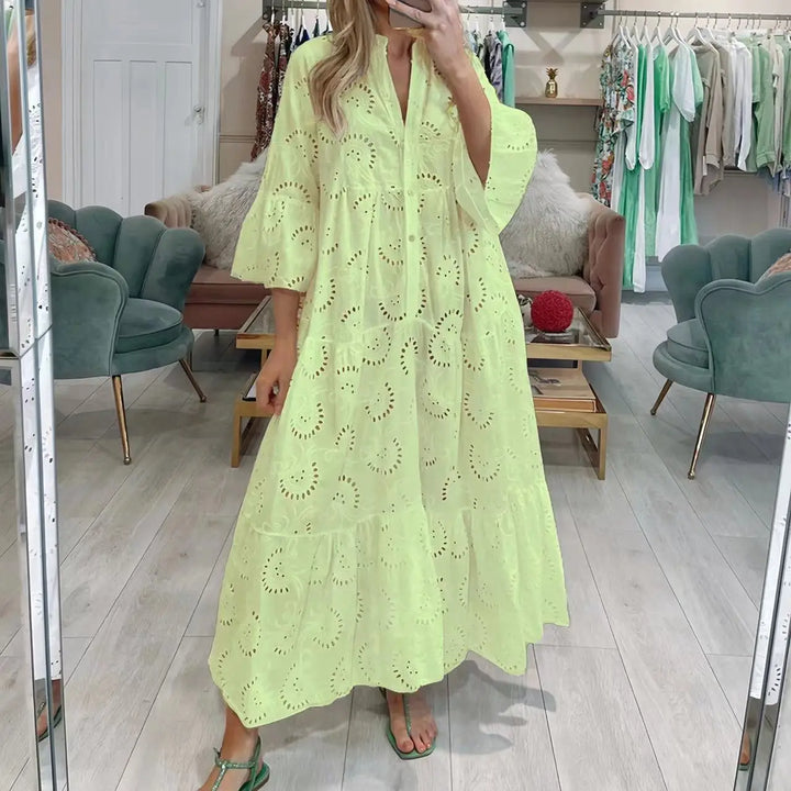 Luci – Embroidered Eyelet Maxi Dress