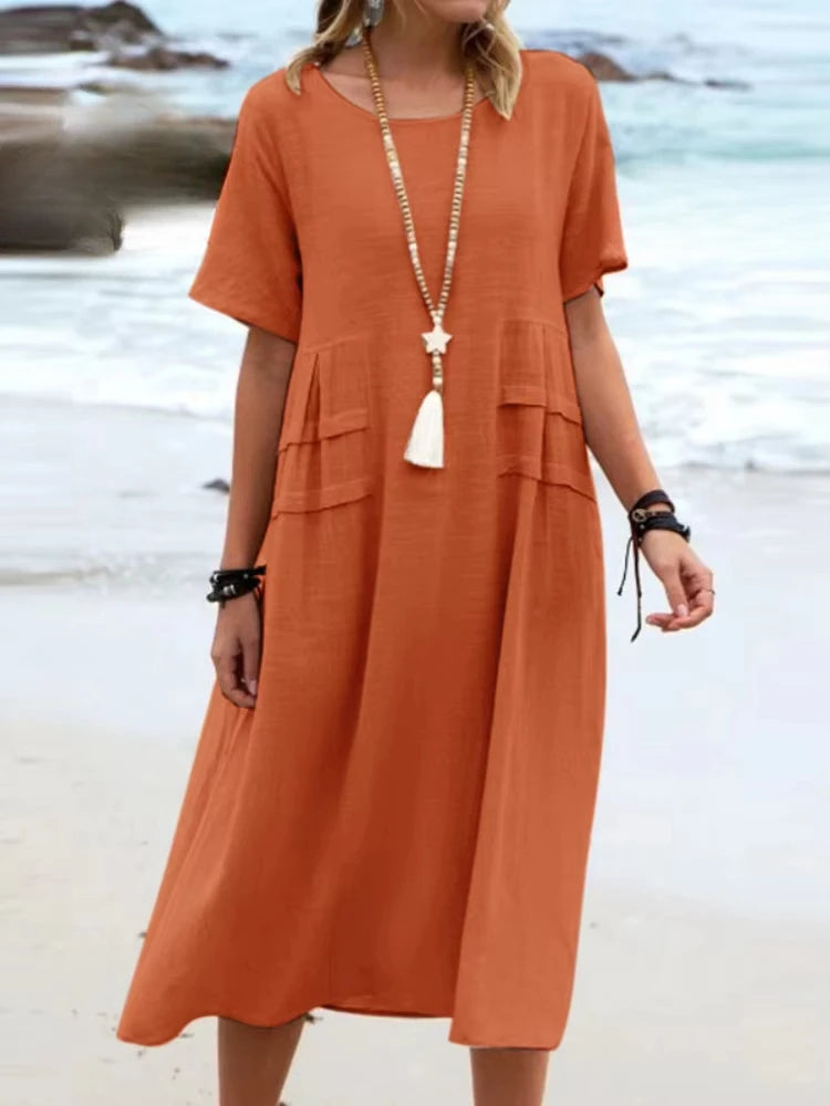 Olivia-Pure Cotton Relaxed Midi Dress