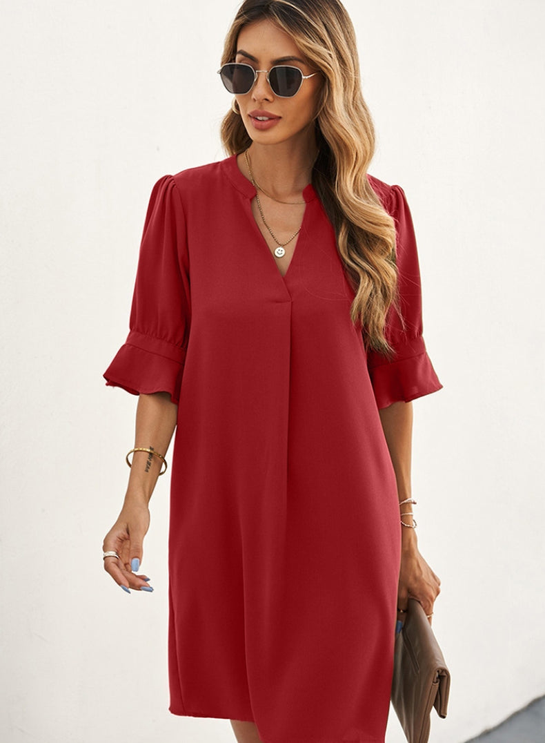 Nerina-Relaxed V-Neck Dress