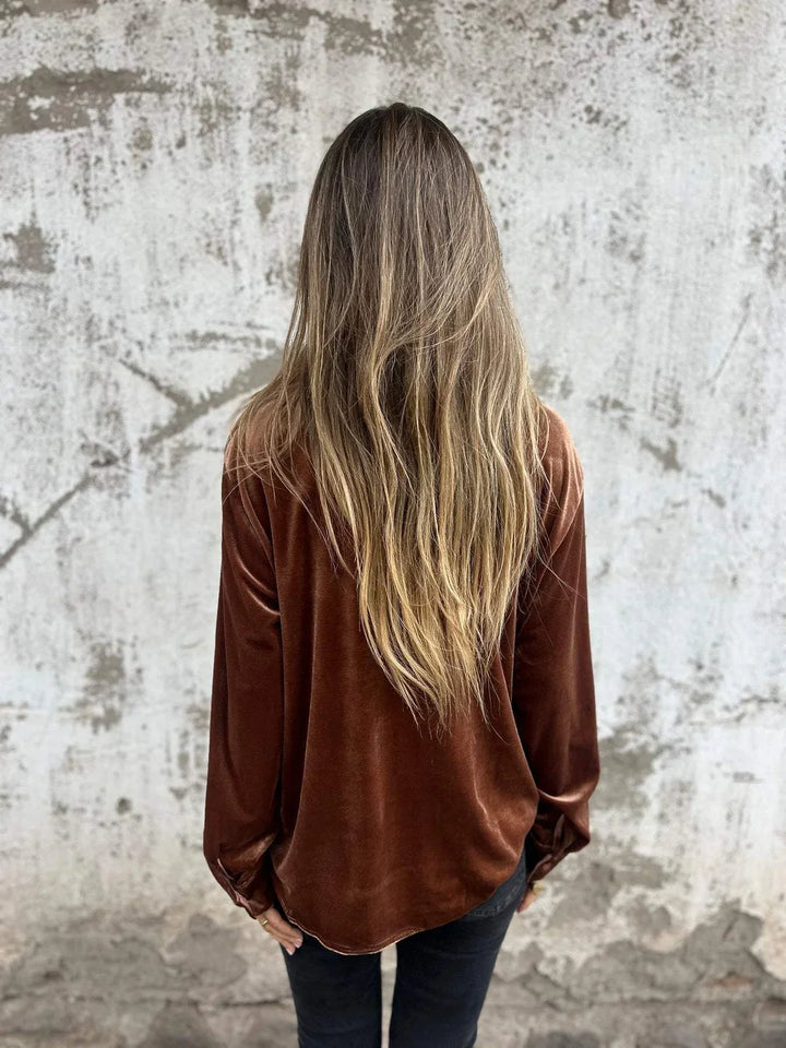 Mira-Velvet Button-Up Shirt