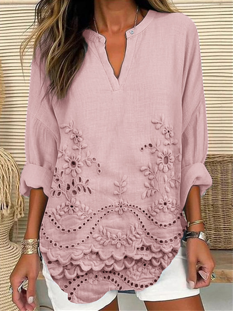 Elina-Embroidered Detail Blouse