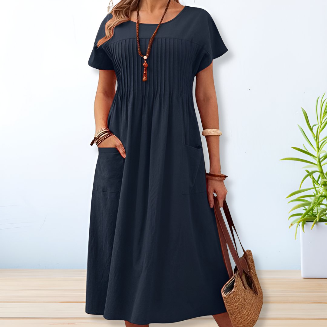 Madeline – Casual Pleated Midi Dress