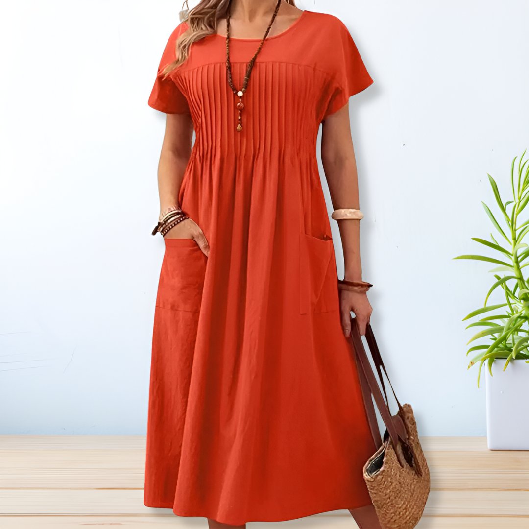 Madeline – Casual Pleated Midi Dress
