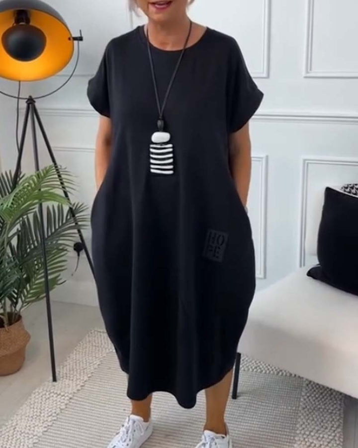 Nova-Relaxed Pocket T-Shirt Dress