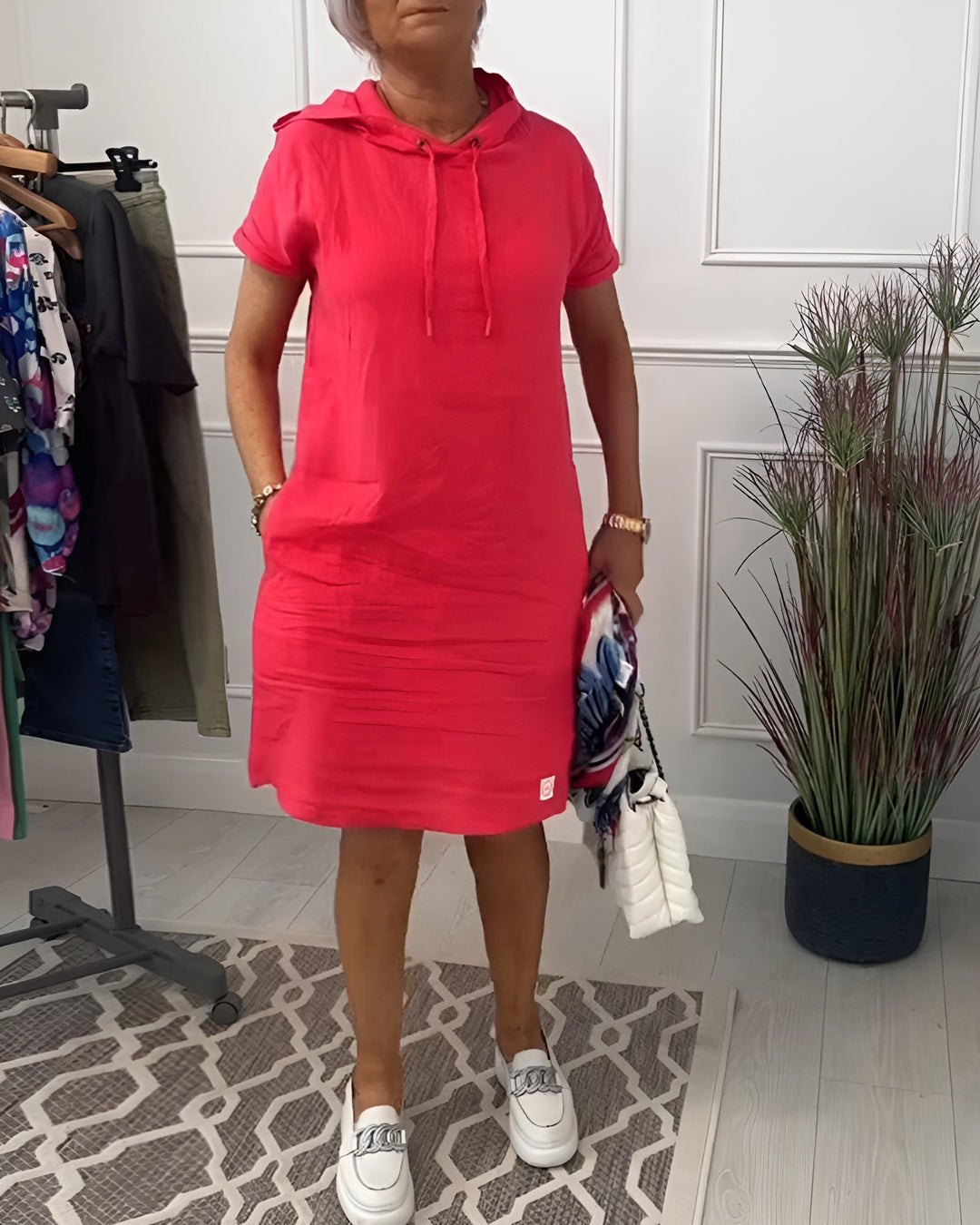 Paige-Hooded Pocket T-Shirt Dress