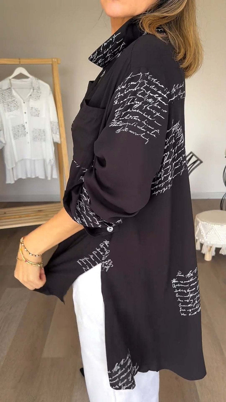 Romi-Script Print Button-Down Shirt