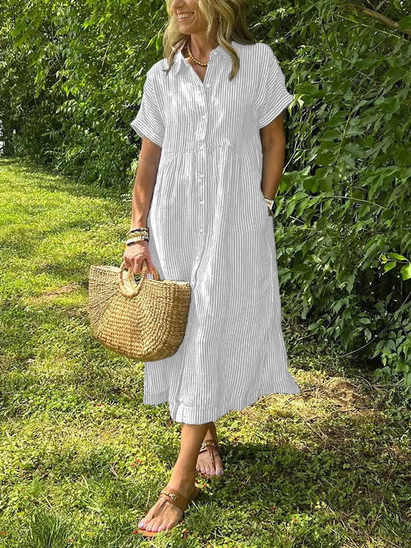 Harper – Striped Button-Front Midi Dress