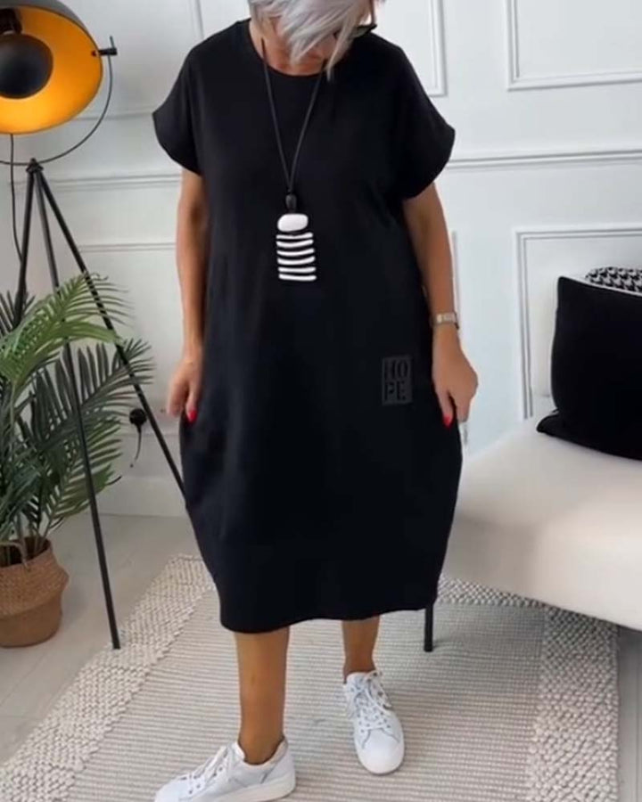 Nova-Relaxed Pocket T-Shirt Dress