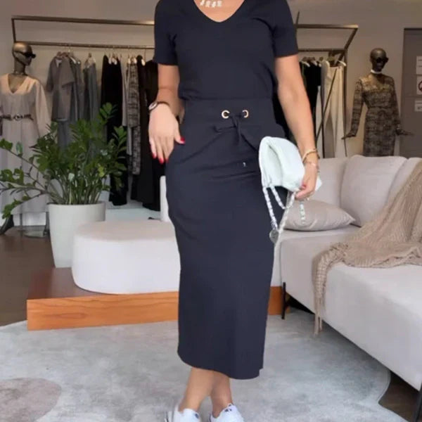 Aria-Drawstring Midi Dress