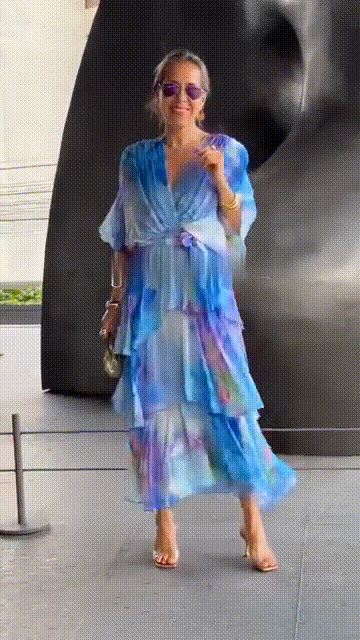 Aurora-Watercolour Layered Maxi Dress