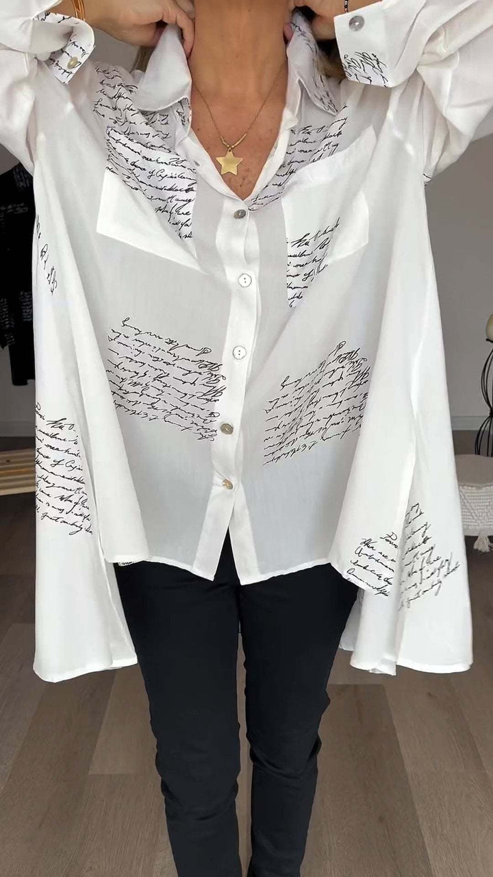 Romi-Script Print Button-Down Shirt