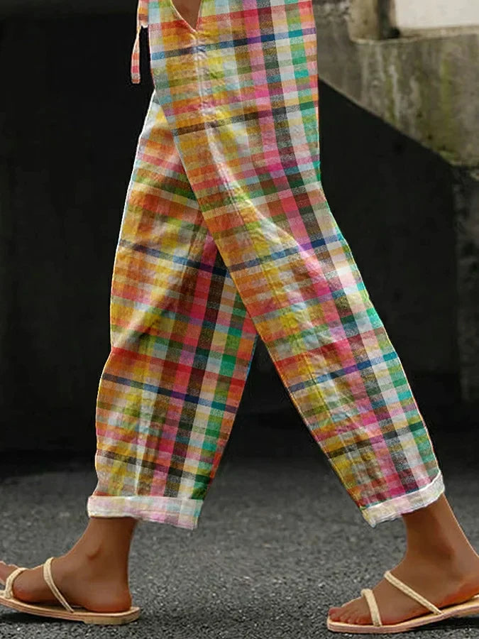 Sophia - Sunshine Check Tapered Pants