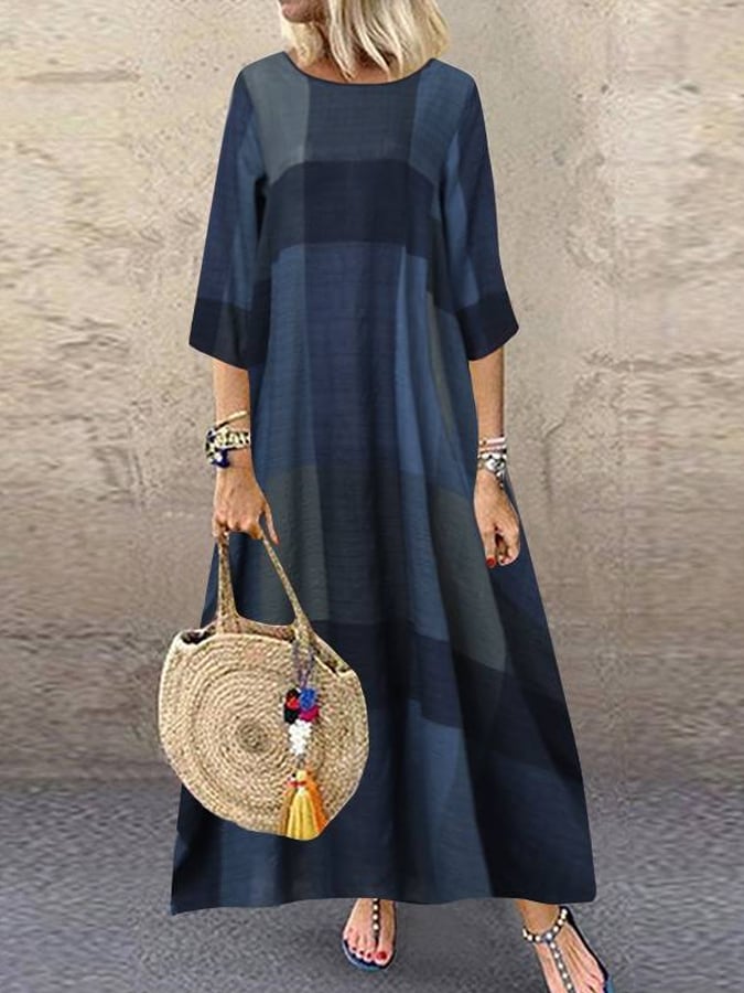 Viola - Soft Plaid Maxi Dress