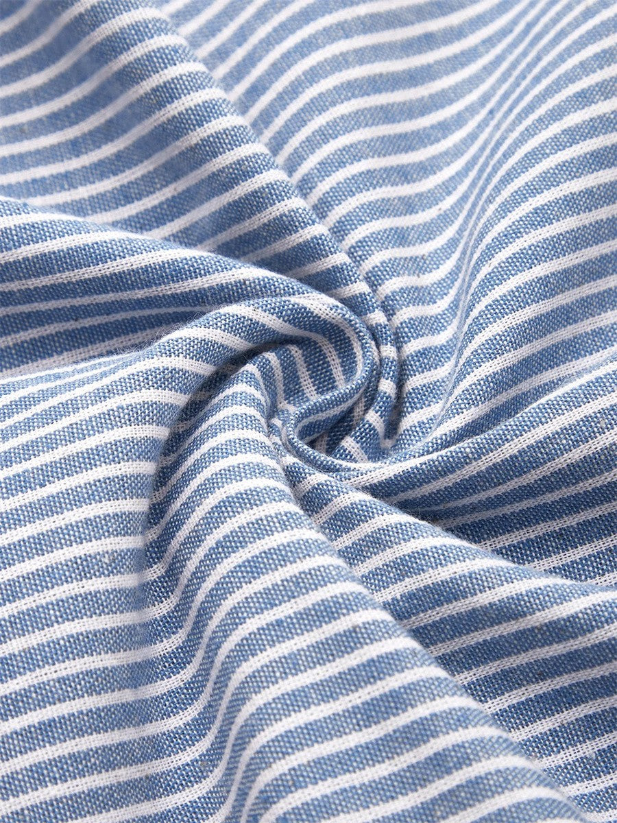 Elise-Striped Button Midi Dress